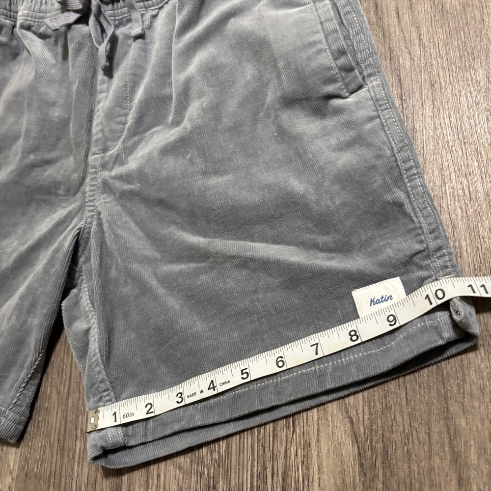 Katin Men's Corduroy Shorts Size Small, Gray, Elastic Waist, Drawstring - Picture 9 of 11